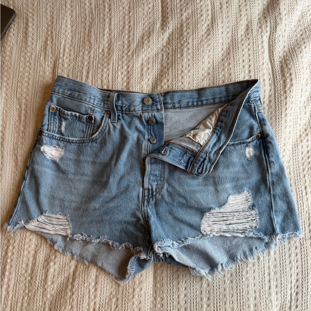 Levi’s Light Blue Distressed Denim Women’s Shorts